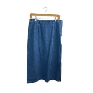 Vintage Eddie Bauer Skirt Women 12P Blue Maxi Denim Modest Western y2k